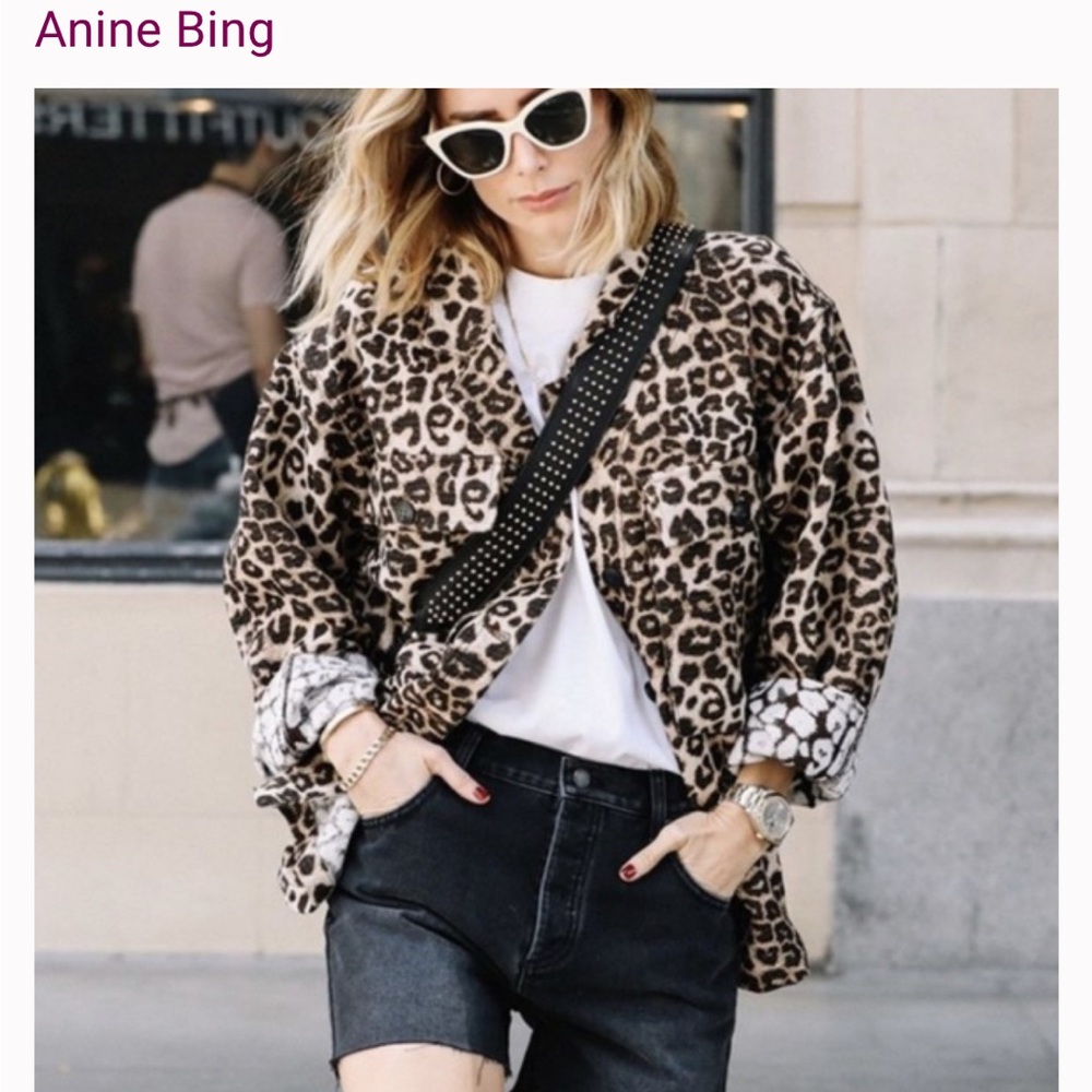 Anine Bing Leopard Print Jacket - Brown and Black